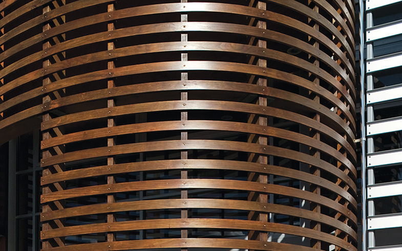 curved timber slats exterior