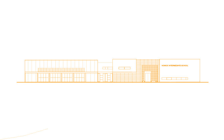 orange architectural school elevation drawings