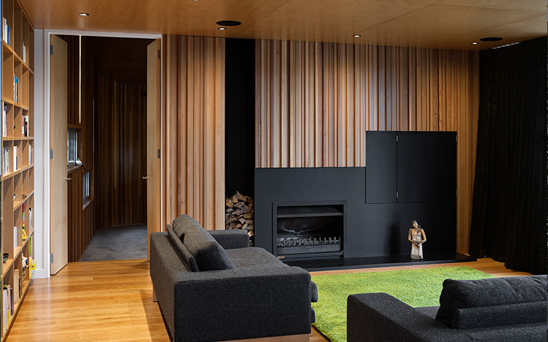 architectural timber textured wall steel fireplace