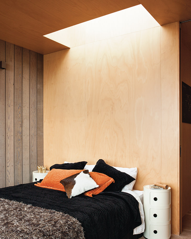 skylight detail in timber bedroom interior