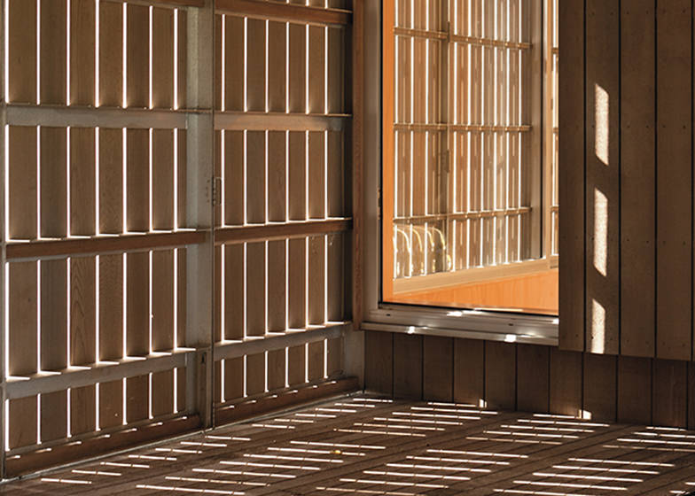 detail of light and shadow timber slats