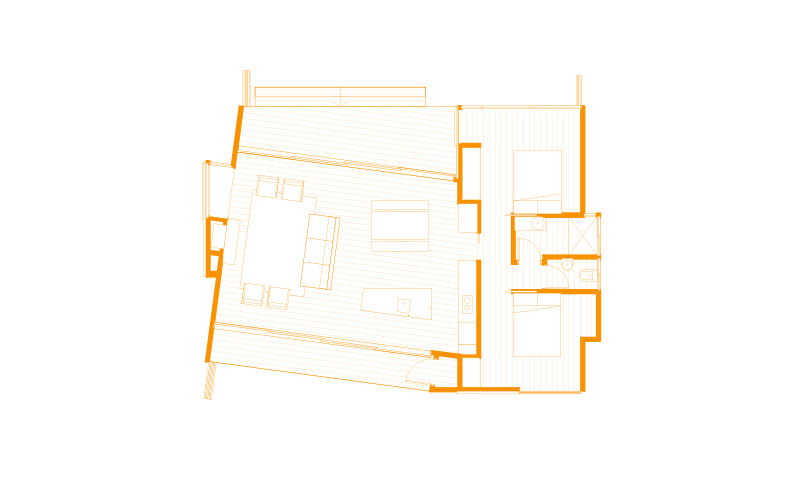 orange architectural plan drawings beach house