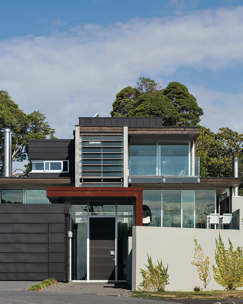 corten steel architectural entrance from street