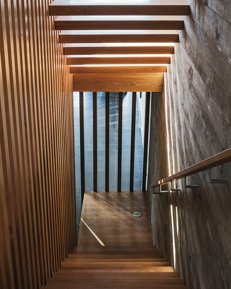light filled staircase timber and concrete