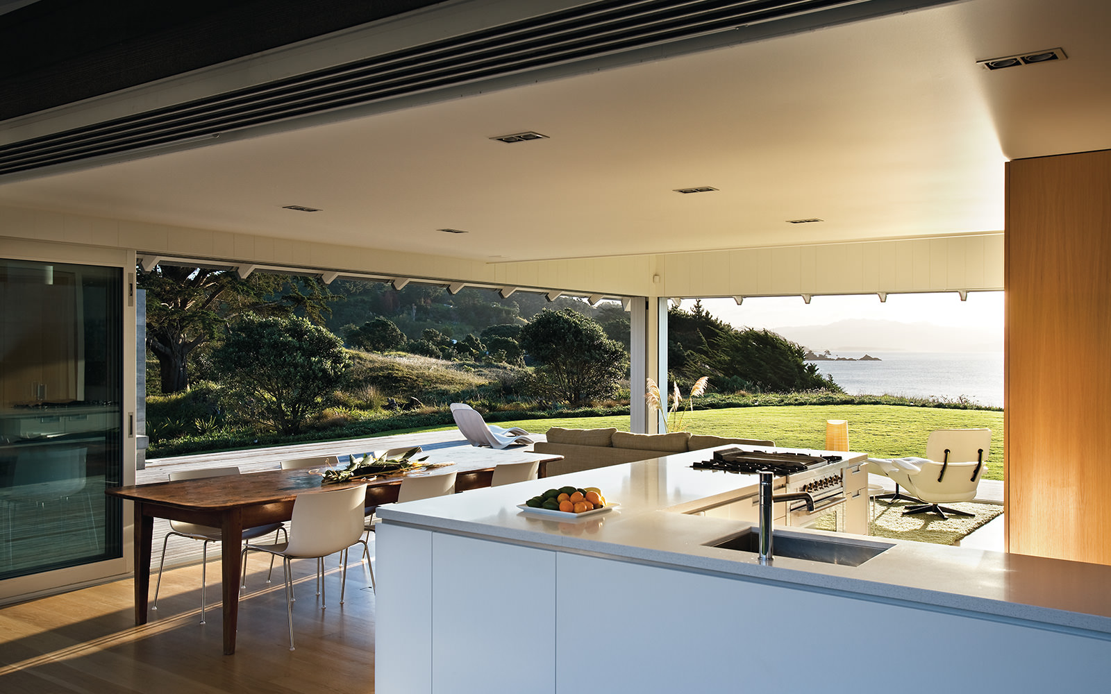 white kitchen architectural interior by the sea