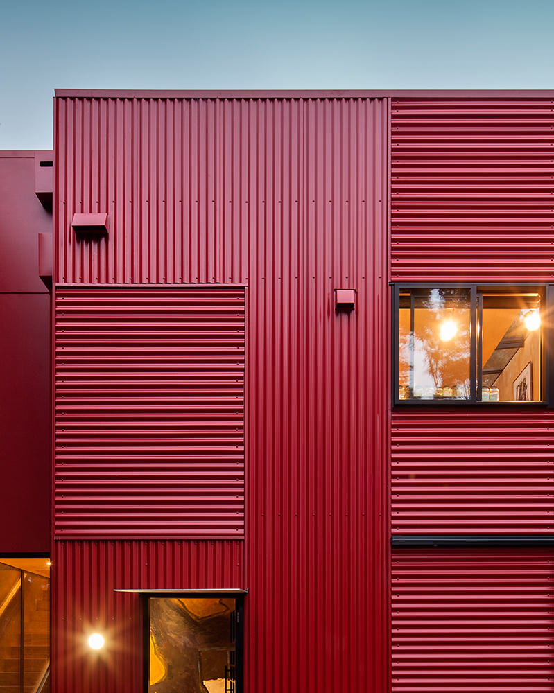 red corrugated textural cladding