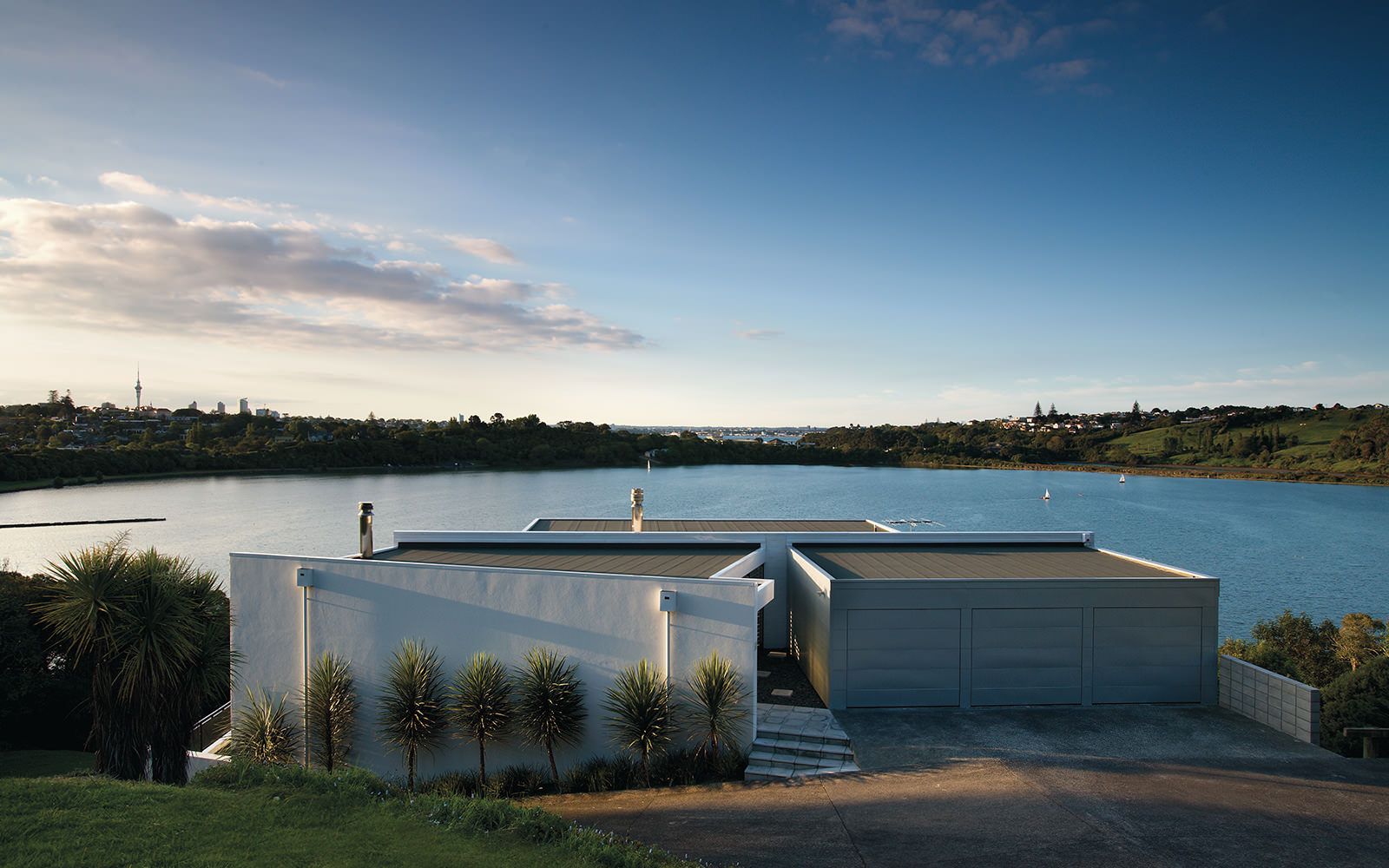 architectural house by the water