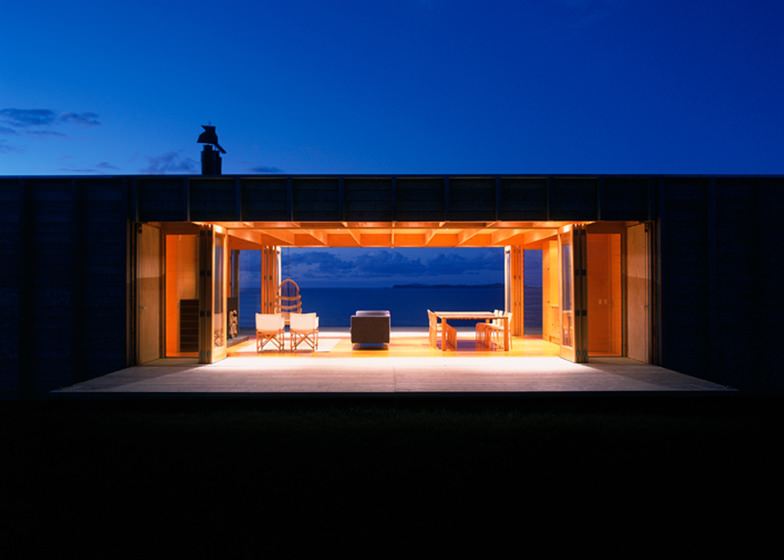 architectural beach house night interior