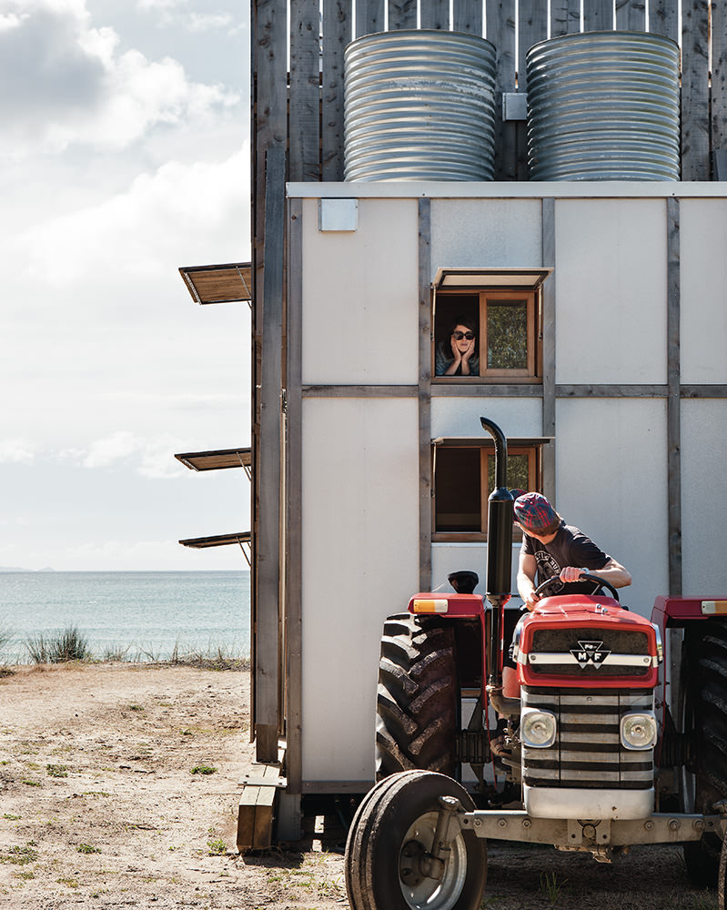 movable architecture hut on tractor