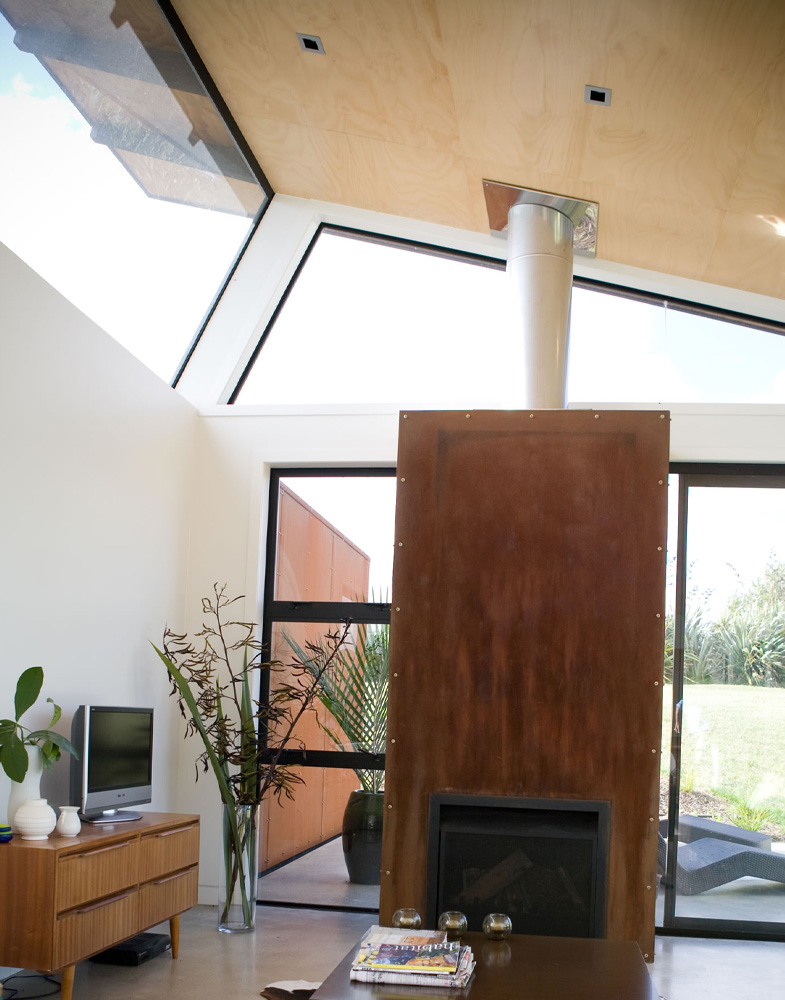 Corten steel fireplace architecture