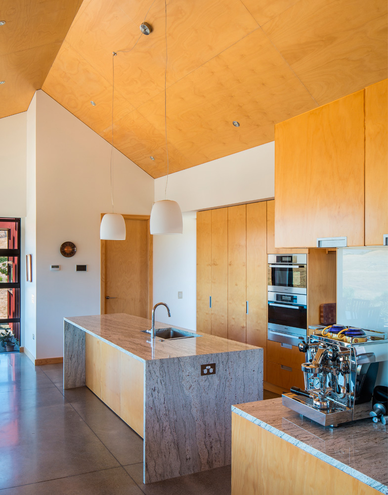 Architect design timber kitchen with stone bench