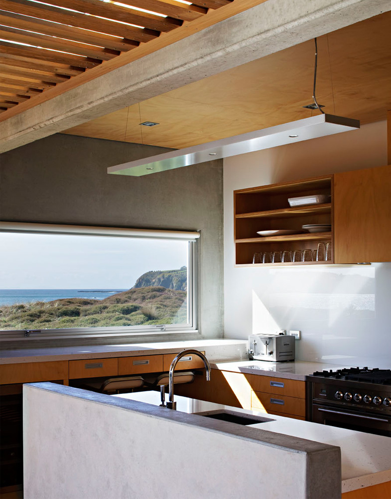 architecturally designed kitchen with beach view