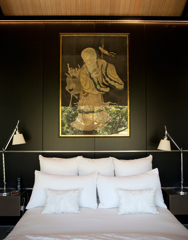 modern house interior bedroom oriental painting