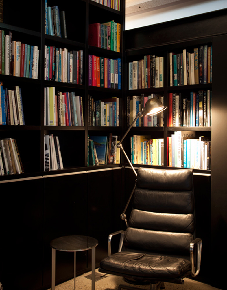 Architectural black interior library