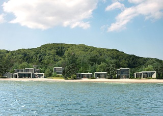 architectural render of island lodge