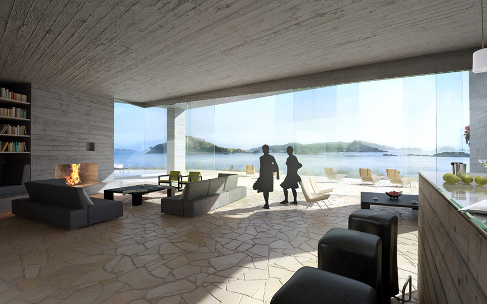 architectural render concrete and views