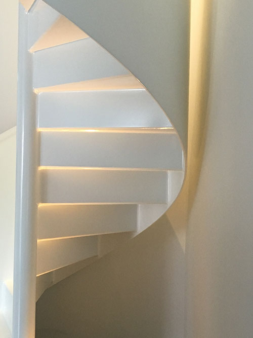 white spiral staircase