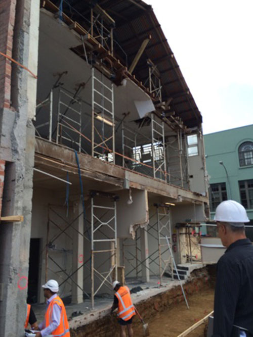 the orange hall under construction