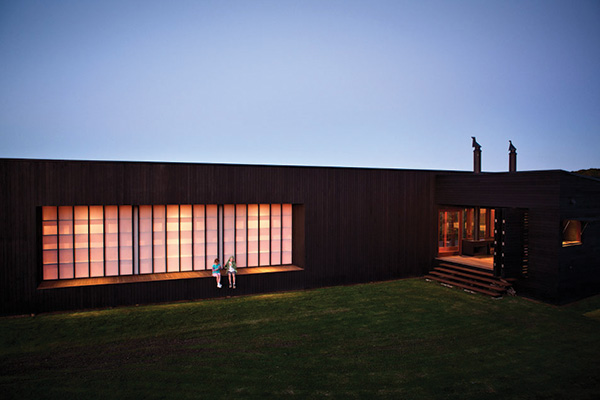 translucent glass beach house